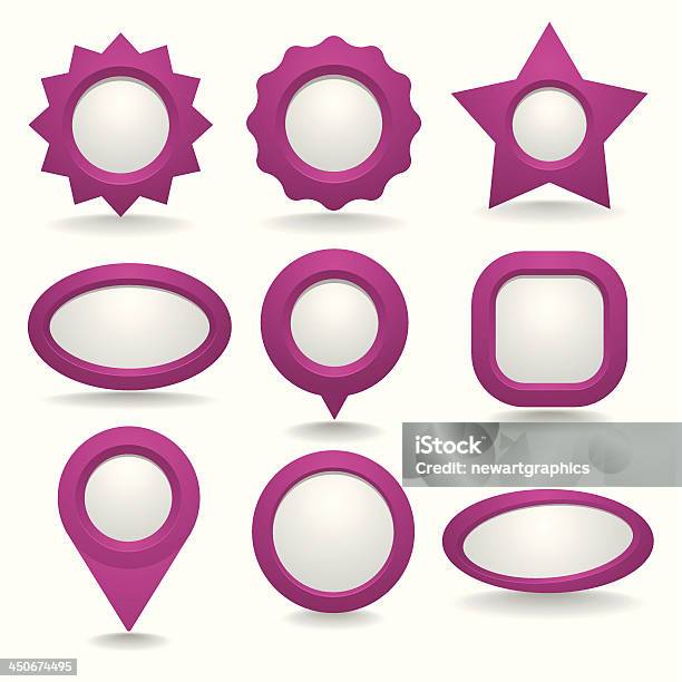 Pink Button Collection With Grey Copyspace Stock Illustration - Download Image Now - Advertisement, Circle, Collection
