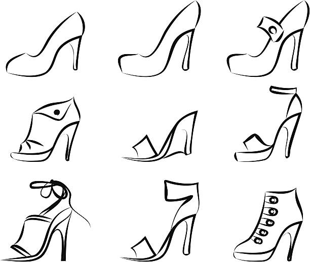 Silhouette of shoes vector art illustration