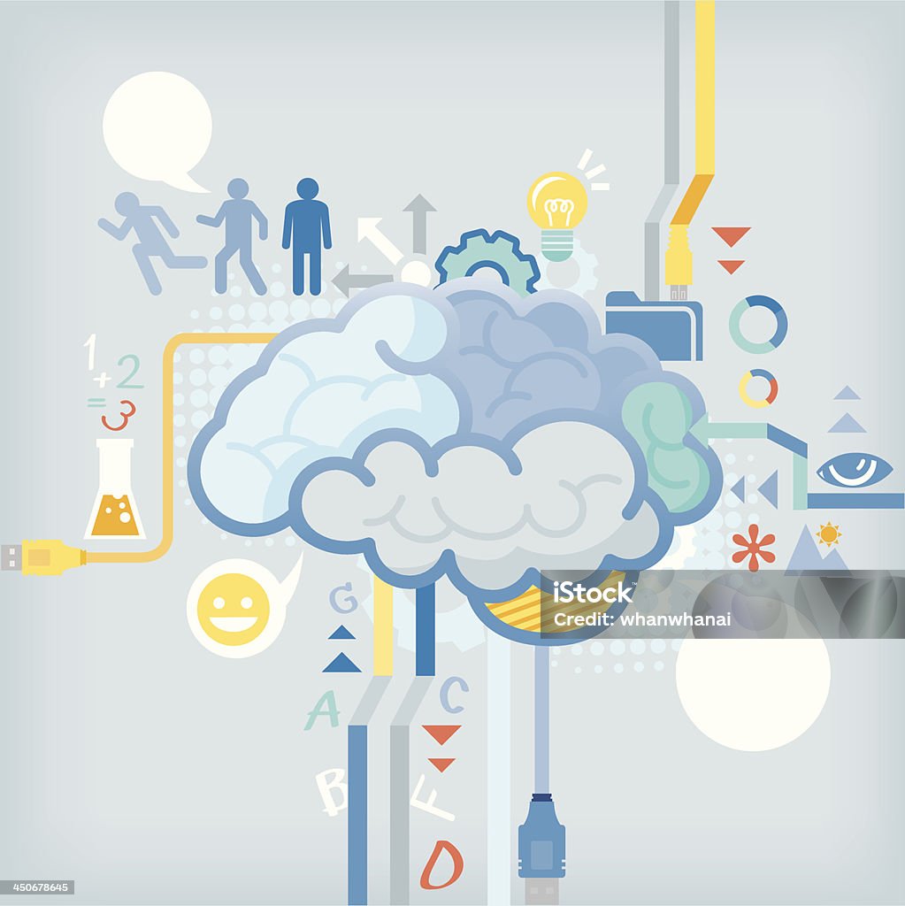 Función de cerebro humano - arte vectorial de Anatomía libre de derechos