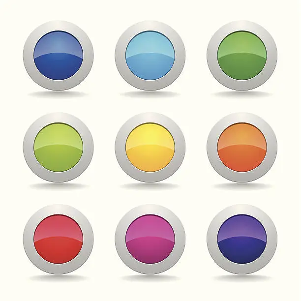Vector illustration of Colorful glossy round buttons