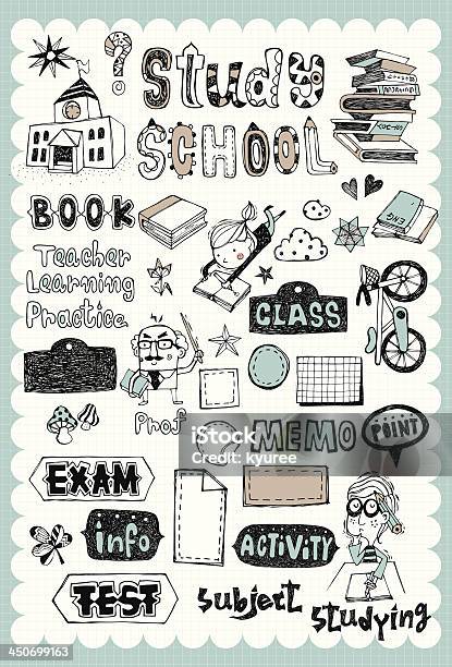 Hand Drawn School Set 01 Stock Illustration - Download Image Now - Bicycle, Handwriting, Educational Exam