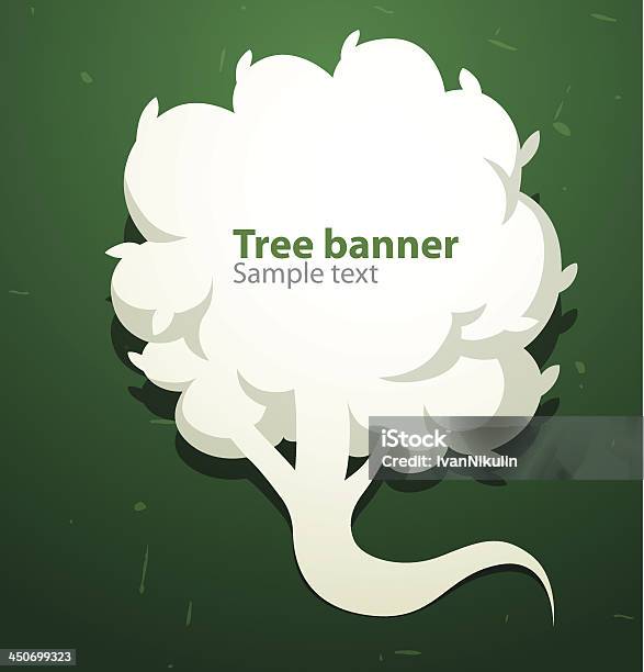 Ilustración de Árbol Banner Como Blanco Discurso Burbujas En La Mano Izquierda y más Vectores Libres de Derechos de Azul