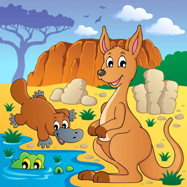 Vector illustration of Australian animals theme 4