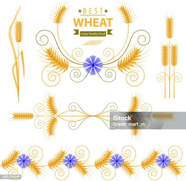 Wheat Stock Illustration - Download Image Now - Cornflower, Wheat, Wreath