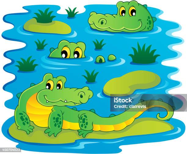 Image Avec Thème Crocodile 1 Vecteurs libres de droits et plus d'images vectorielles de Animaux à l'état sauvage - Animaux à l'état sauvage, Cartoon, Crocodile