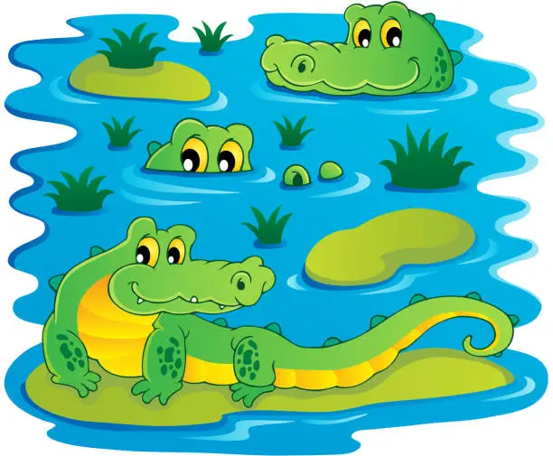 Vector illustration of Image with crocodile theme 1