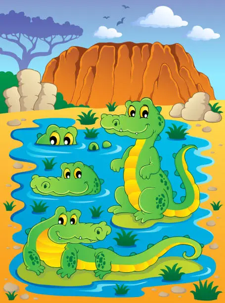 Vector illustration of Image with crocodile theme 4