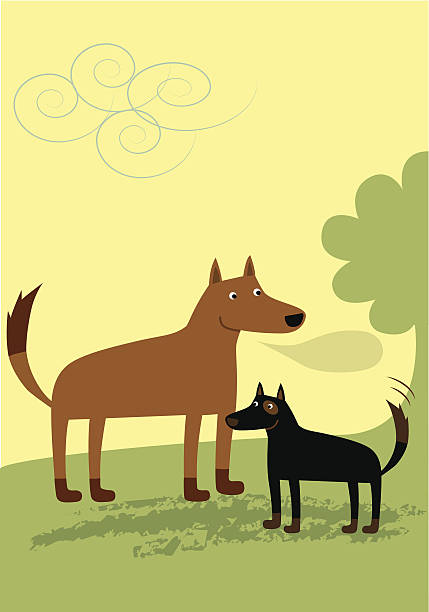 dogs at the park vector art illustration