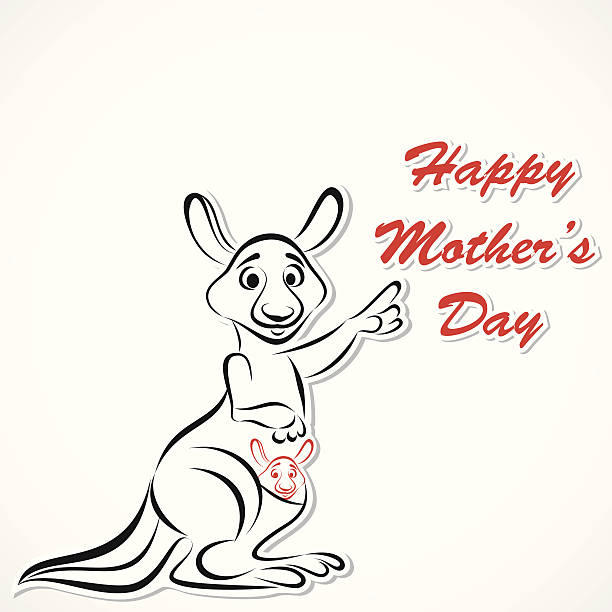 ilustraciones, imágenes clip art, dibujos animados e iconos de stock de feliz madre y bebé kangaroo - young animal mother kangaroo family