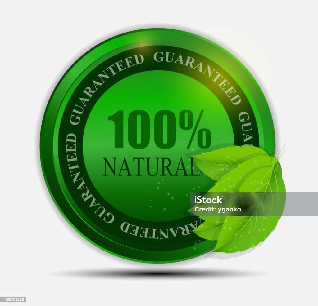 label 100 % naturel vert isolé sur white.vector illustration - clipart vectoriel de A la mode libre de droits