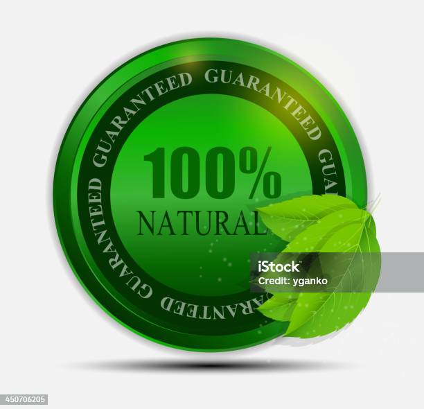 Label 100 Naturel Vert Isolé Sur Whitevector Illustration Vecteurs libres de droits et plus d'images vectorielles de A la mode