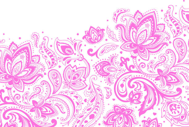 Purple paisley pattern on a white background Beautiful ornament paisley pattern stock illustrations
