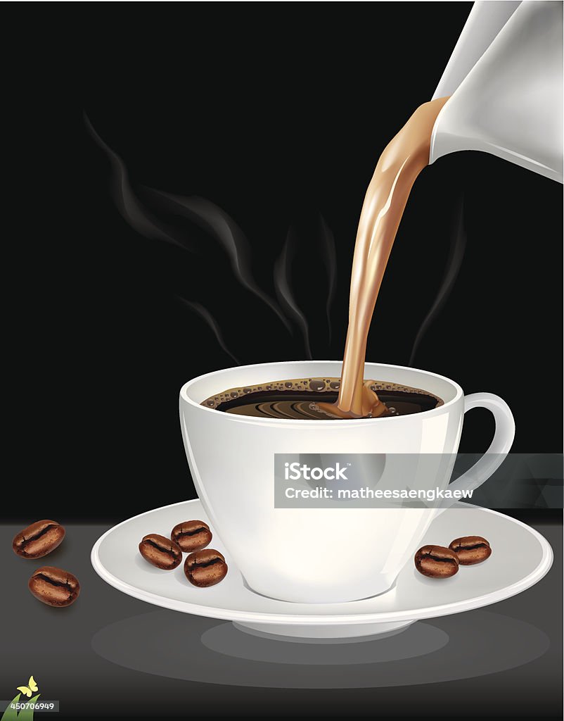 Taza de café y granos de café - arte vectorial de Beber libre de derechos