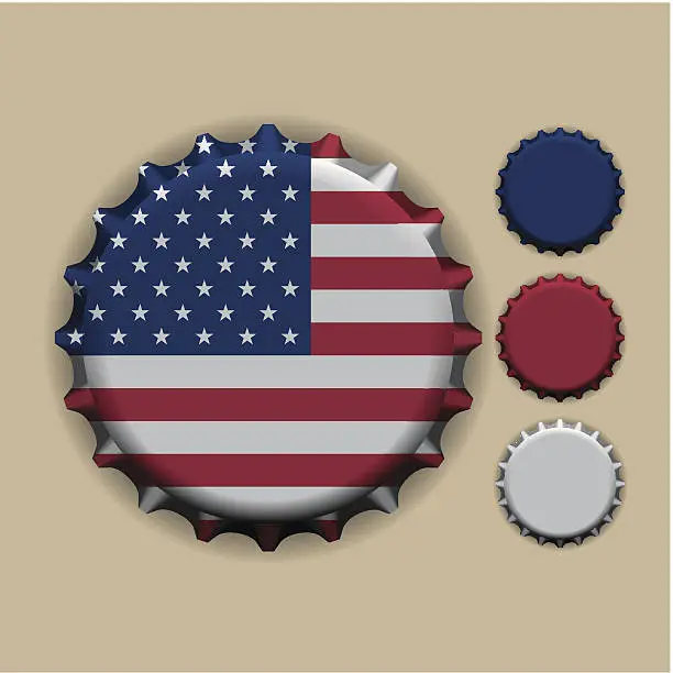 Vector illustration of Bottle cap with a country sign United States of America