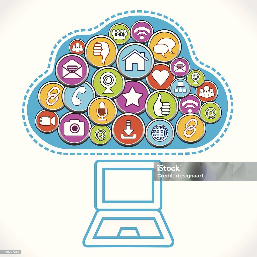Andere social-media-Symbole, die die cloud - Lizenzfrei Am Telefon Vektorgrafik