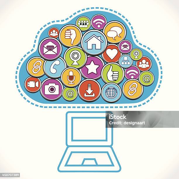 Andere Socialmediasymbole Die Die Cloud Stock Vektor Art und mehr Bilder von Am Telefon - Am Telefon, Arrangieren, Bloggen