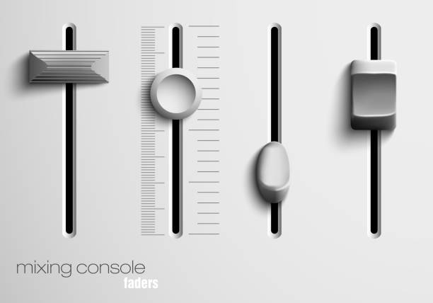 mieszanie faders konsoli - studio stock illustrations