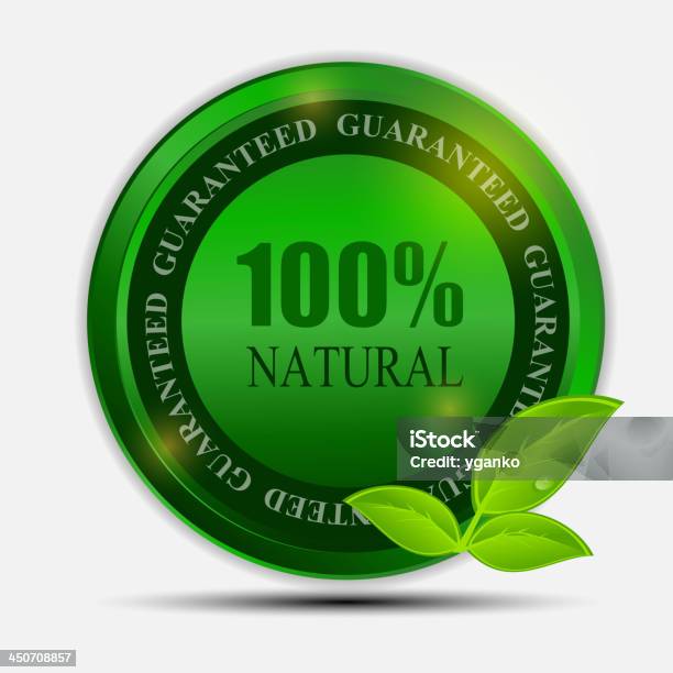 Label 100 Naturel Vert Isolé Sur Whitevector Illustration Vecteurs libres de droits et plus d'images vectorielles de A la mode