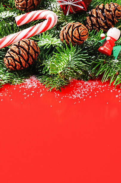 istock Christmas tree branches with pine cones and vintage decorations 450713023
