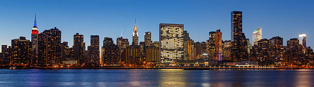 istock Late evening New York City skyline panorama 450713251