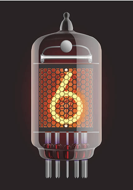 ilustraciones, imágenes clip art, dibujos animados e iconos de stock de radio nixie tubo. - vacuum tube old technology retro revival