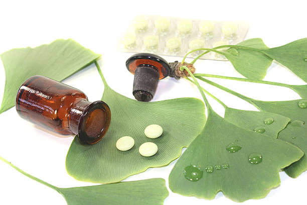 istock Ginkgo leaves with pills 450714437