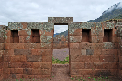 Inca gate. Archaeological complex of Pisac. Peru