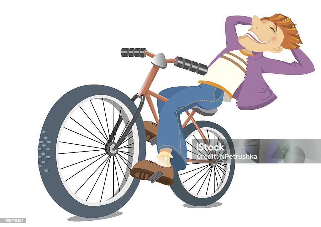 Souriant homme sur vélo - clipart vectoriel de Adulte libre de droits