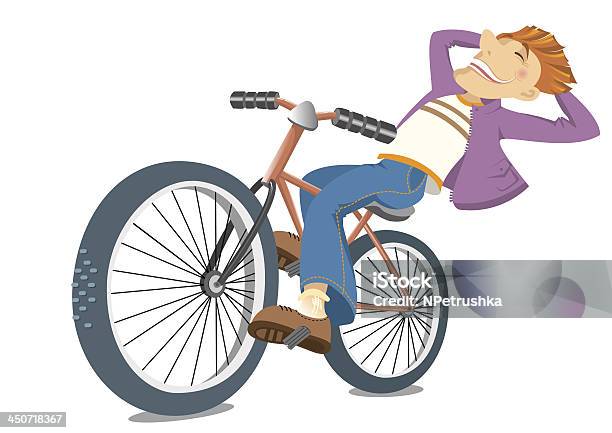 Souriant Homme Sur Vélo Vecteurs libres de droits et plus d'images vectorielles de Adulte - Adulte, Blanc, Cartoon