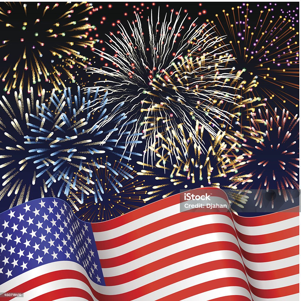 Patriotic background with fireworks Patriotic background with fireworks, EPS 10, contains transparency. American Culture stock vector