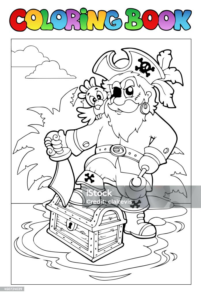 Coloring book with pirate scene 1 Coloring book with pirate scene 1 - vector illustration. Book stock vector