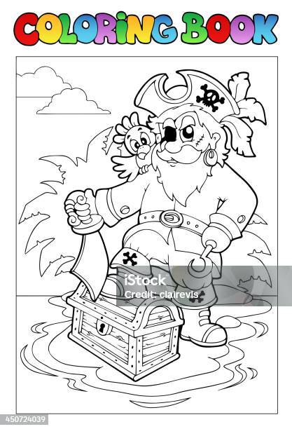 Coloring Book With Pirate Scene 1 Stock Illustration - Download Image Now - Book, Pirate - Criminal, Adult