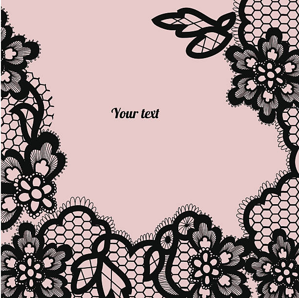 Black lace background with a place for text. Black lace background with a place for text. Vintage lace vector design realistic. Eps 8 black lace stock illustrations