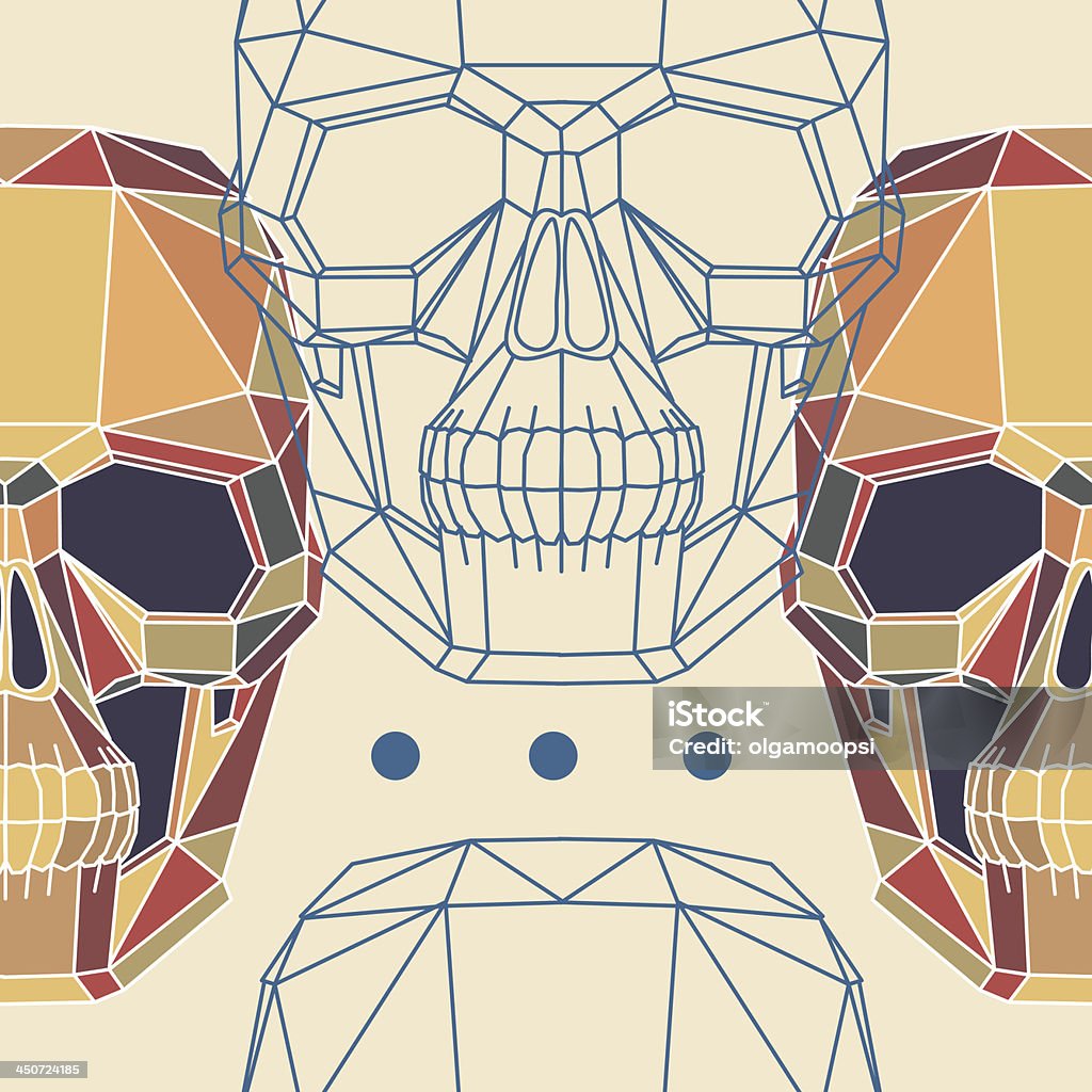 Conceptual polygonal cráneo humano. Abstract vector seamless pattern. - arte vectorial de Abstracto libre de derechos