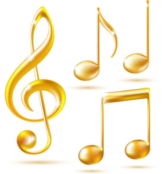 istock Gold icons of a Treble clef and music notes. 450724325
