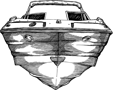 Ink style illustration of a boat