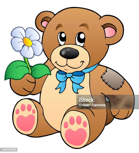 Vetores de Urso De Pelúcia Com Flor Bonito e mais imagens de Brinquedo - Brinquedo, Clip Art, Comemoração - Conceito