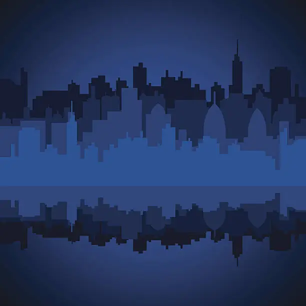 Vector illustration of city in night