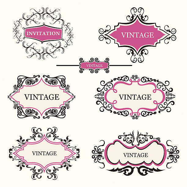 set of different vintage set of different vintage stock vetor over the hill birthday stock illustrations