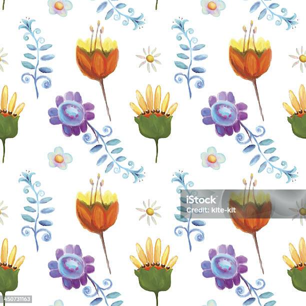 Ornate Floral Seamless Texture Endless Pattern With Flowers Stock Illustration - Download Image Now