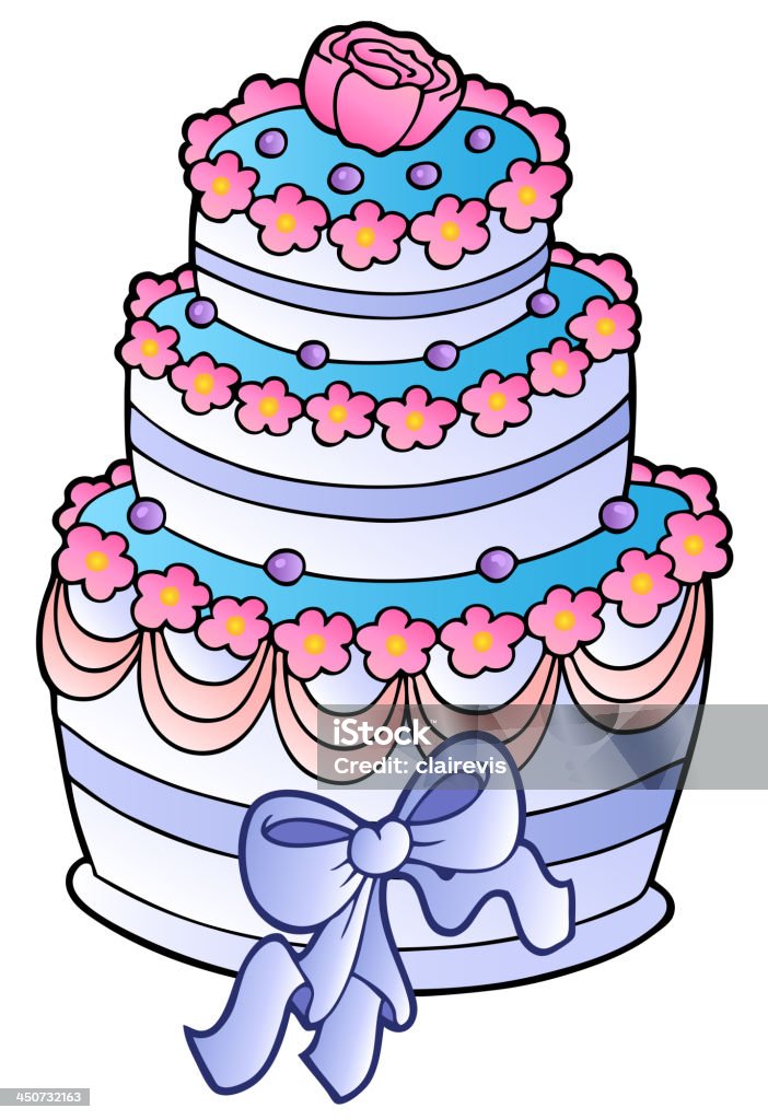 Tort weselny z Kolor wstążki - Grafika wektorowa royalty-free (Bez ludzi)