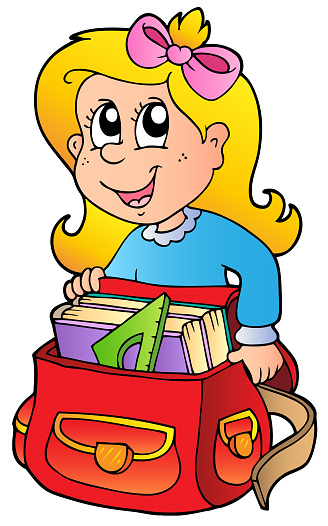 Cartoon Girl With School Bag Stock Illustration - Download Image Now -  Backpack, Bag, Book - iStock