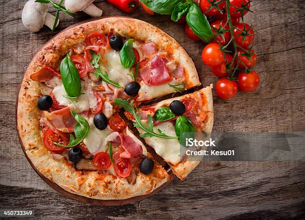 Delicious Italian Pizza Stock Photo - Download Image Now - Pizza, Serving - Sport, Table