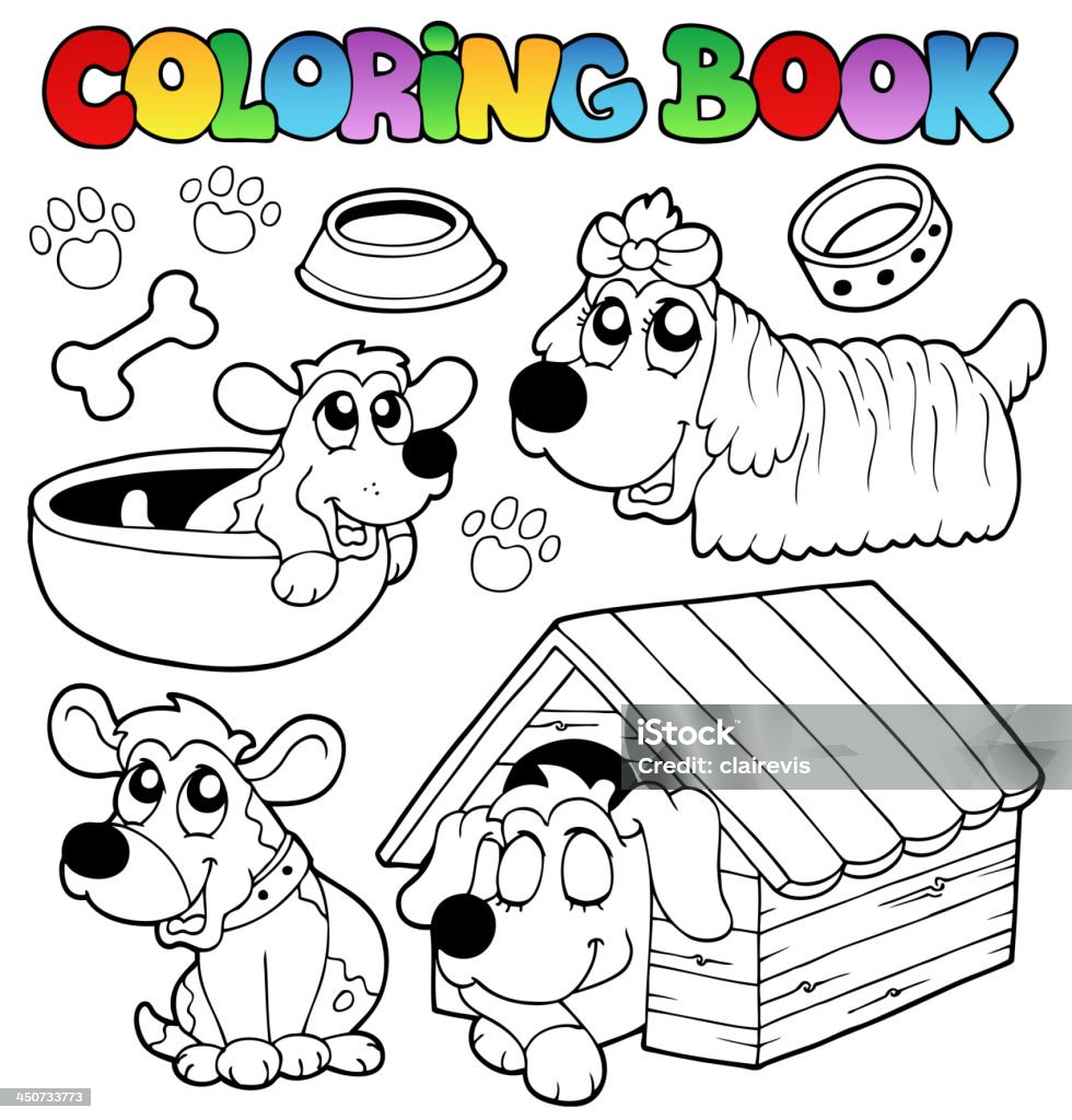 Livre de coloriage avec des chiens - clipart vectoriel de Animaux de compagnie libre de droits