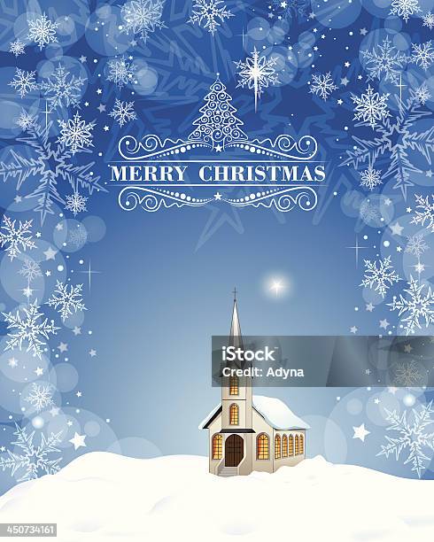 Ilustración de Fondo Azul y más Vectores Libres de Derechos de Iglesia - Iglesia, Invierno, Navidad