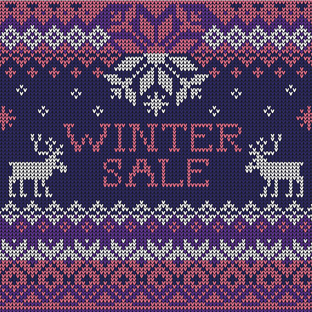 ilustrações de stock, clip art, desenhos animados e ícones de venda de inverno - christmas cardigan woven pattern