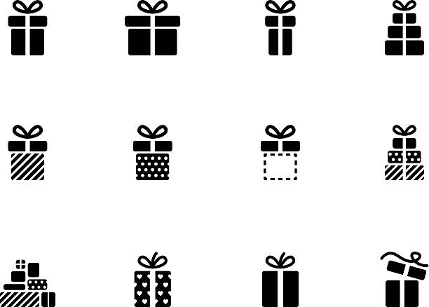 gift box icons on white background. - hediye illüstrasyonlar stock illustrations