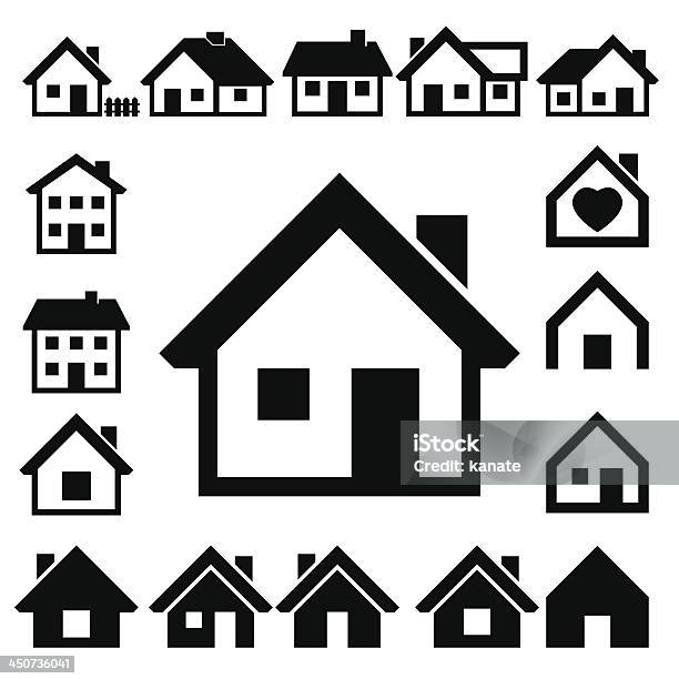 Houses Icons Set Real Estate Stock Illustration - Download Image Now - Heart Shape, House, Residential District