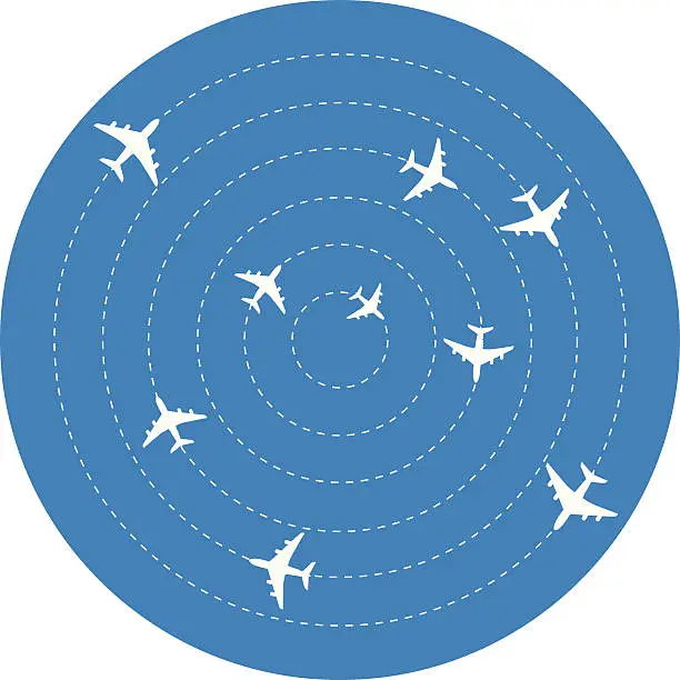 Vector illustration of Planes Circling