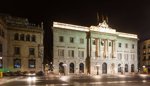 istock night view of  city hall.  Barcelona 450736815